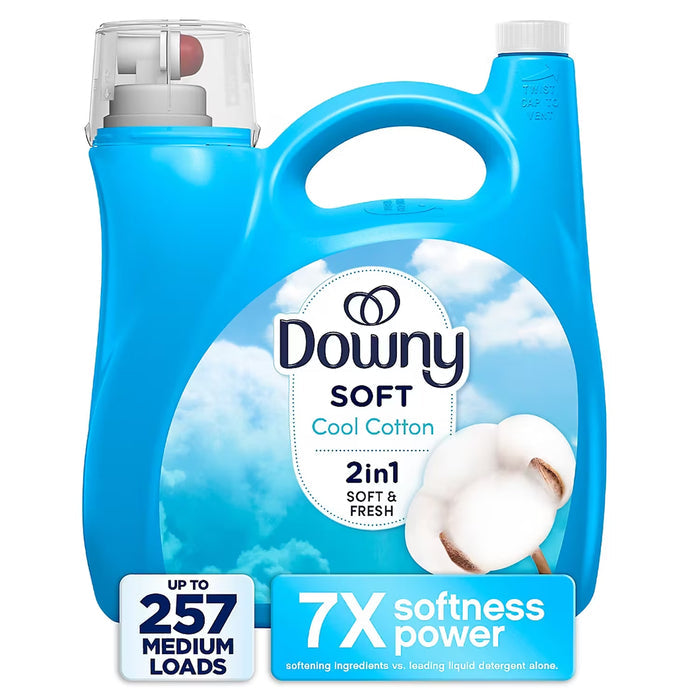 Downy Soft 2-in-1 Liquid Fabric Softener, Cool Cotton, 257 Loads, 150 fl. oz.