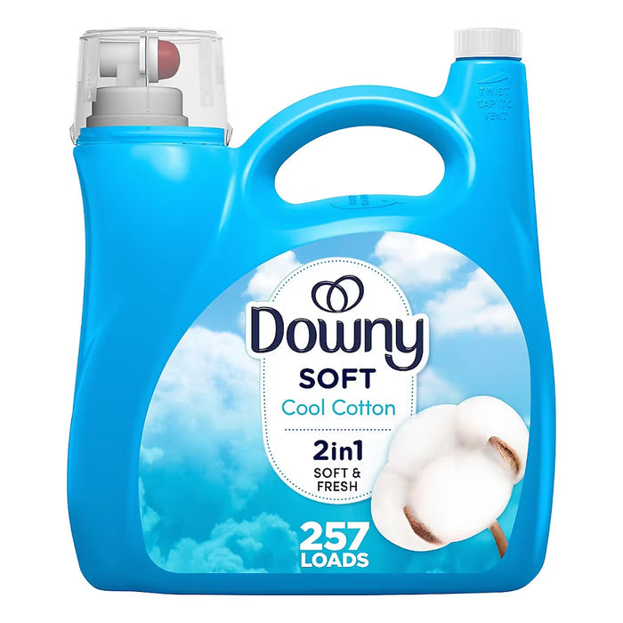 Downy Soft 2-in-1 Liquid Fabric Softener, Cool Cotton, 257 Loads, 150 fl. oz.