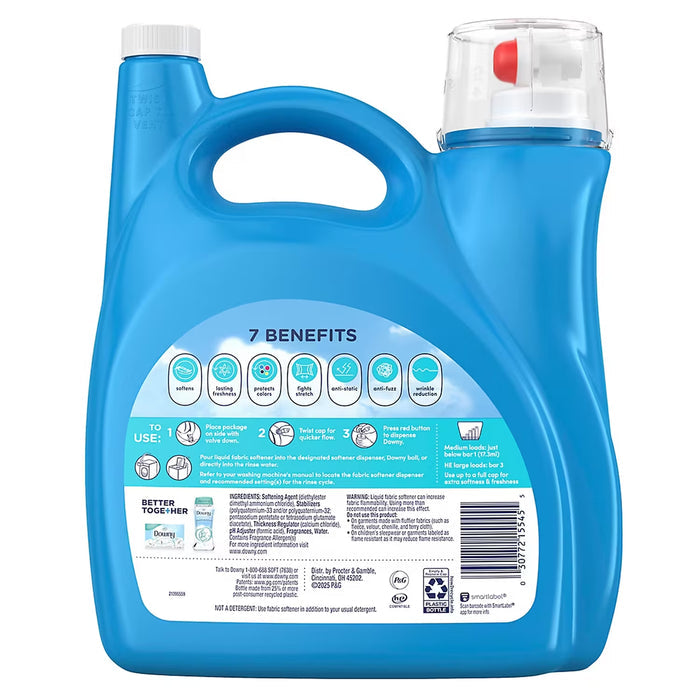 Downy Soft 2-in-1 Liquid Fabric Softener, Cool Cotton, 257 Loads, 150 fl. oz.