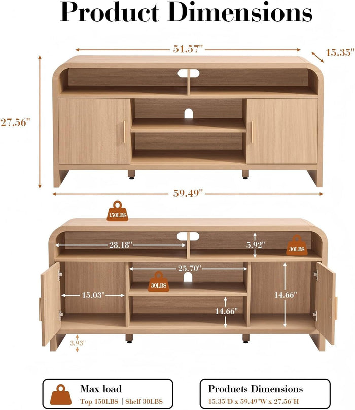 Ellie 59.5" Curved TV Stand