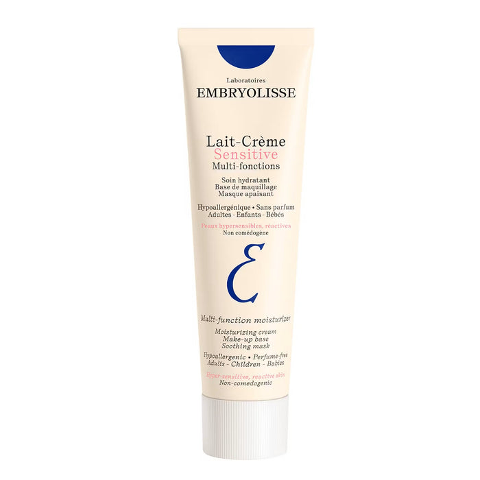 Embryolisse Lait-Crème Sensitive 100ml moisturizer in a white tube, designed for sensitive skin hydration.