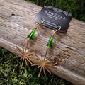 Emerald Twinkle Brass Earrings