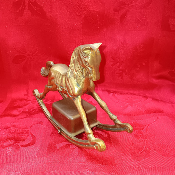 Enesco Brass Musical Rocking Horse-Jantiques LLC.