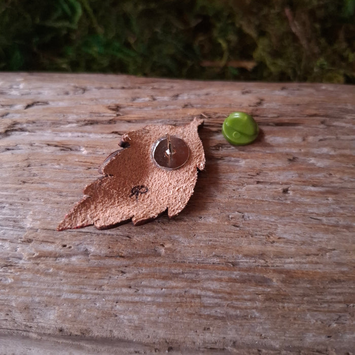 Fall Birch Leaf Leather Brooch