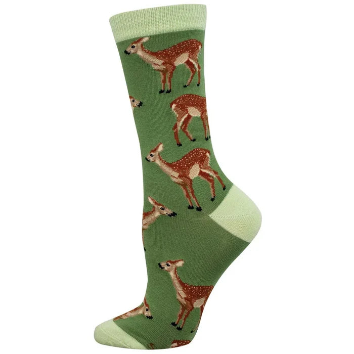Fawning Over You - Graphic Bamboo Crew Socks - Women