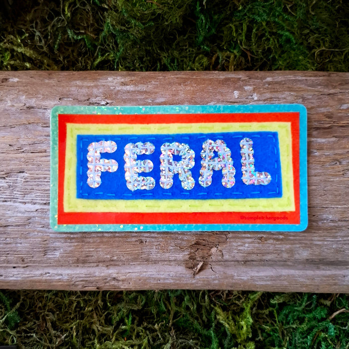 "Feral" Holographic Sequin Vinyl Sticker
