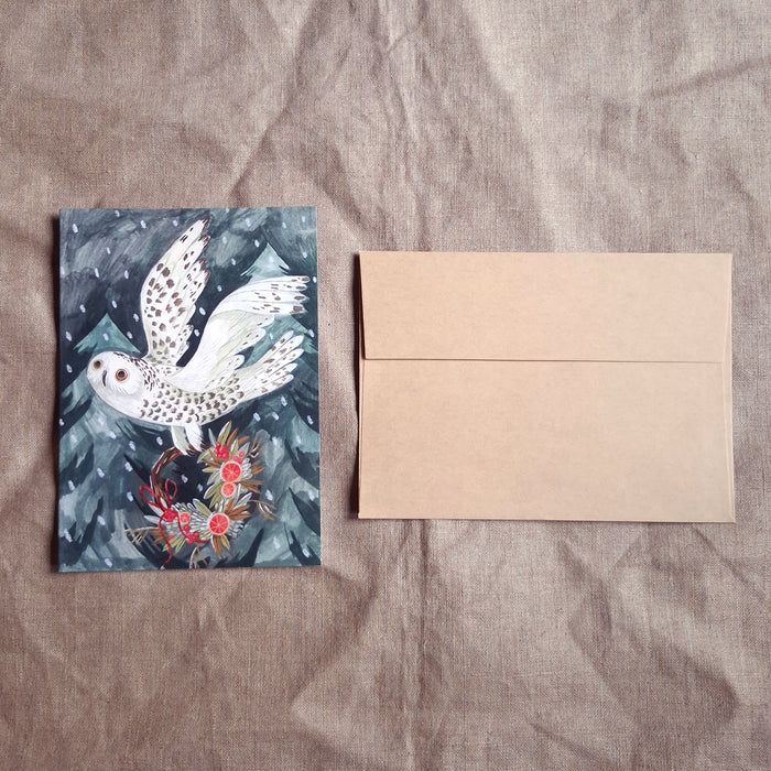 Festive Owl Holiday Greeting Card