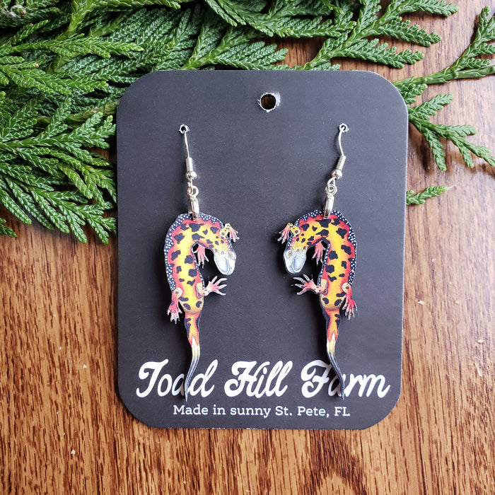 Firebelly Newt Wooden Earrings