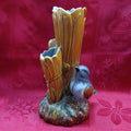 Fitz Floyd Majolica Blue Bird Bud Vase-Jantiques LLC.