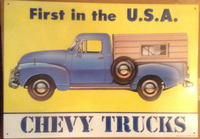 Flat Tin Sign - First in U.S.A "Chevy Truck"-Jantiques LLC.