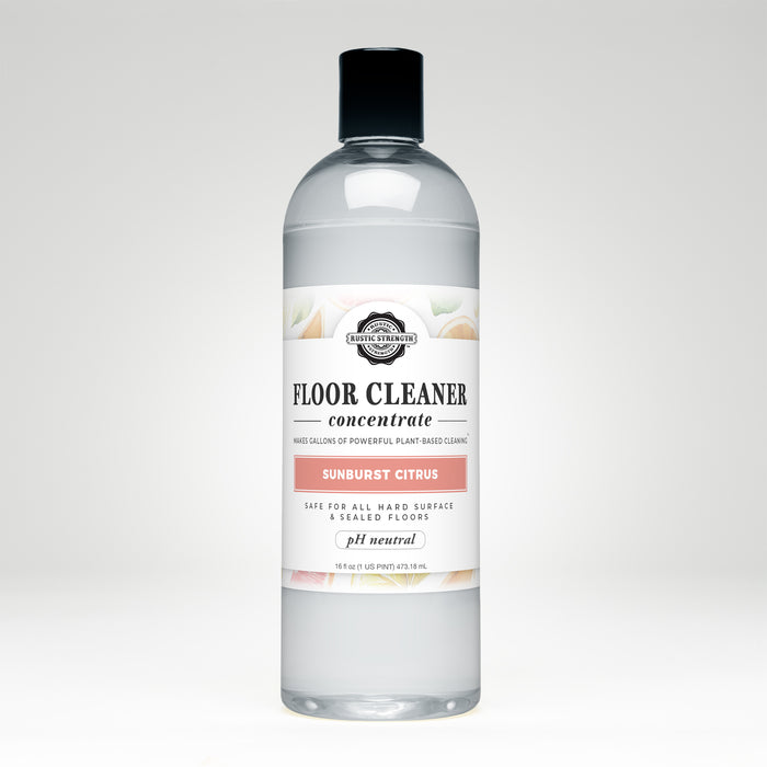 Rustic Strength, Floor Cleaner Concentrate, 16oz, Plastic with flip top cap, Sunburst Citrus