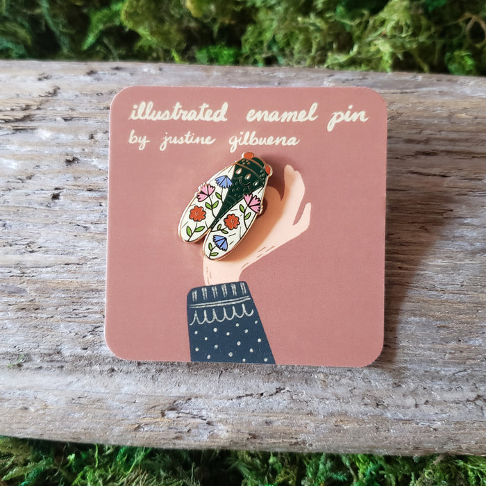Floral Cicada Enamel Pin