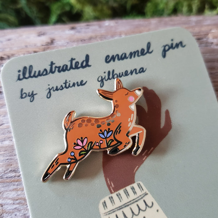 Floral Deer Enamel Pin