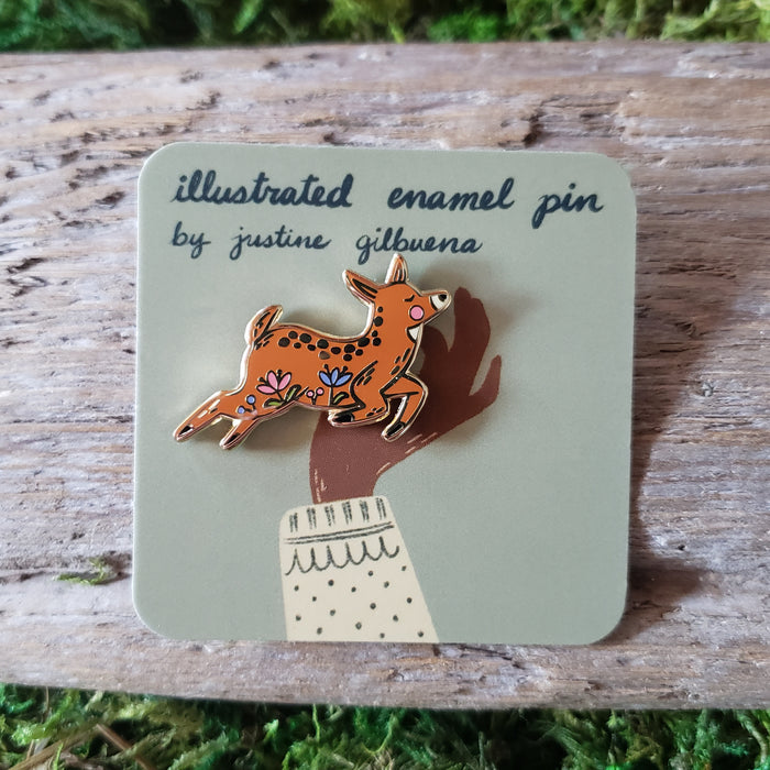 Floral Deer Enamel Pin