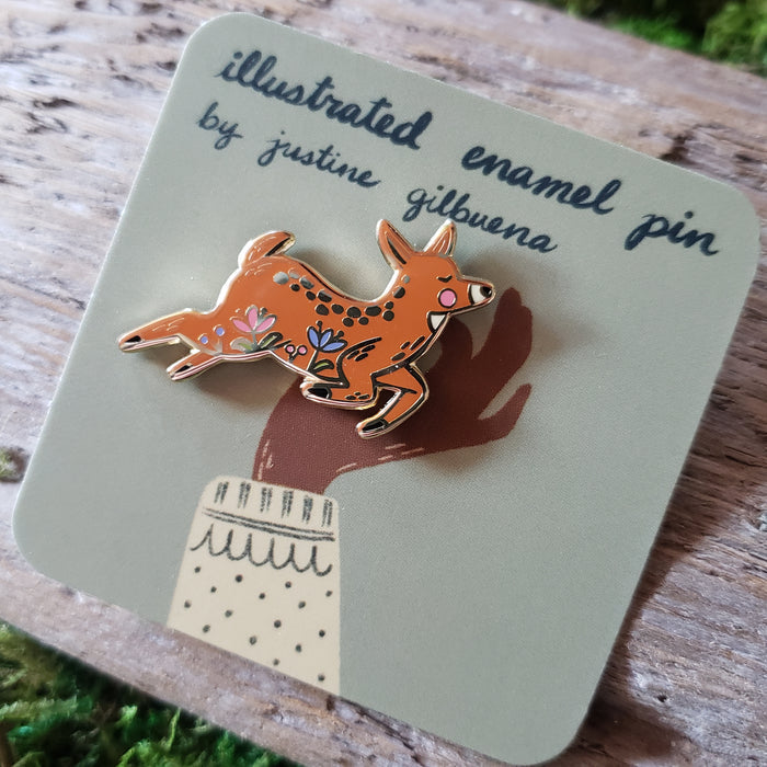 Floral Deer Enamel Pin