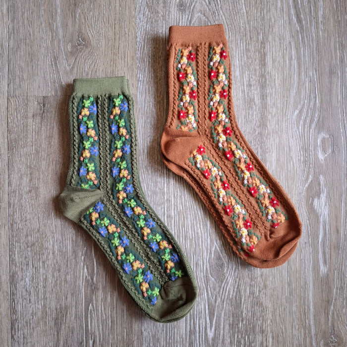 Floral Stripe Socks