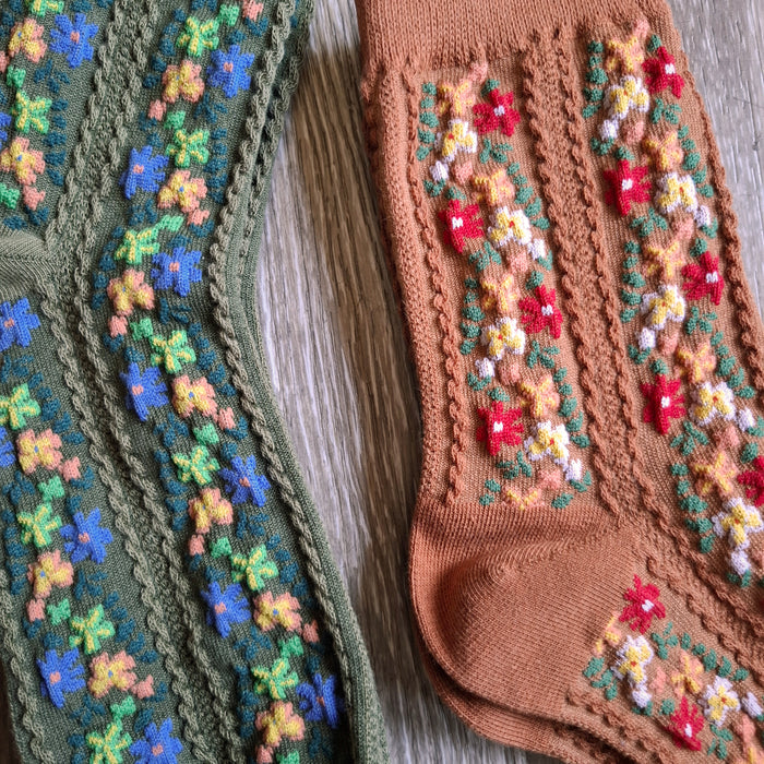 Floral Stripe Socks
