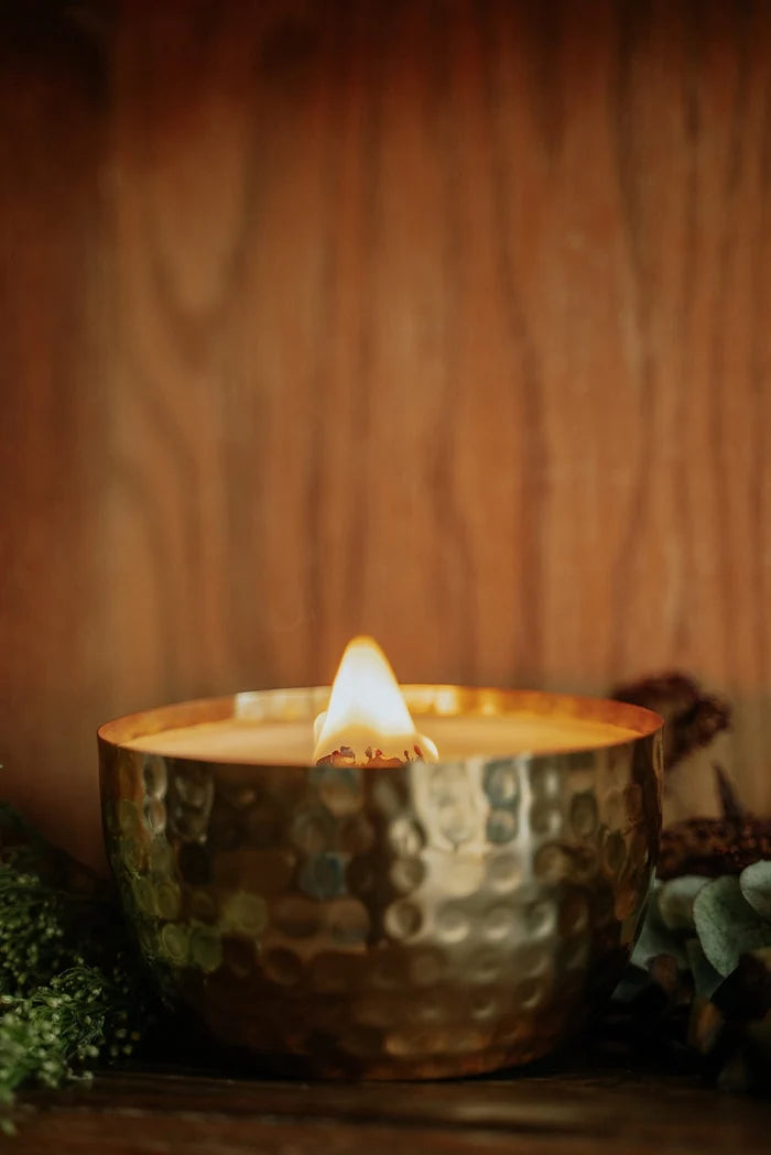 Flowering Lilac & Mimosa Solid Brass 14oz Pure Soy Candle