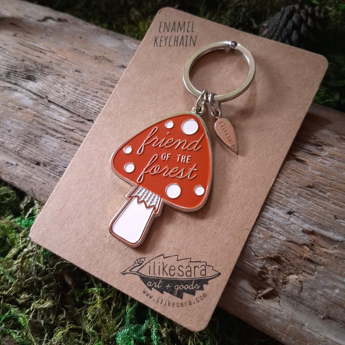 Friend of the Forest Mushroom Metal Keychain