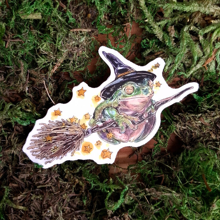 Frog Witch Vinyl Sticker
