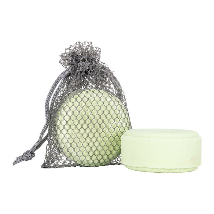 emerald shower steamer in and out of mesh bag