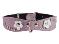 Genuine leather Designer Dog Collar 11"x3/4" with Studs, Daisy, and Rhinestone
