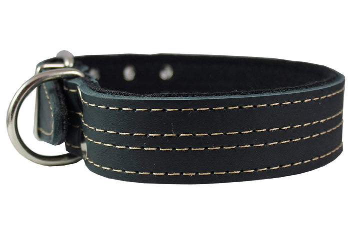 Genuine Leather Dog Collar, Padded Black 1.5" Wide. Fits 18"-22" Neck Size Cane Corso Rottweiler
