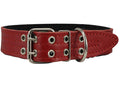 Genuine Leather Dog Collar, Padded Red, 1.5" Wide. Fits 14"-18" Neck Size , Medium