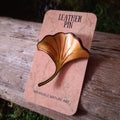 Gingko Leaf Leather Brooch