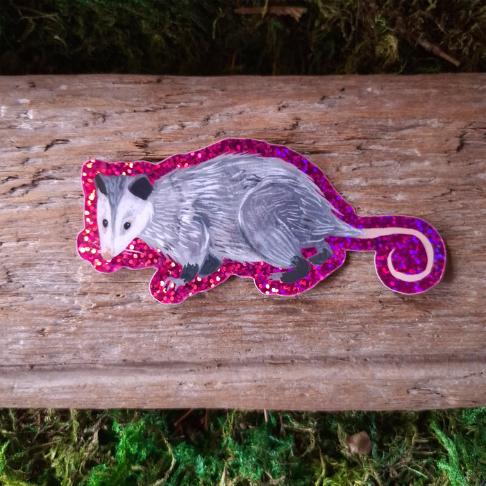 Glitter Opossum Vinyl Sticker