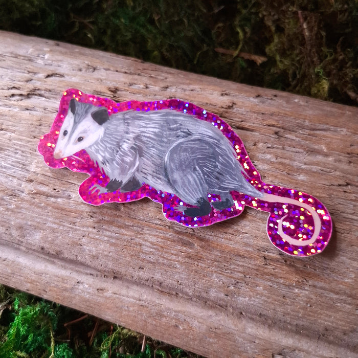 Glitter Opossum Vinyl Sticker