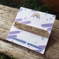 Gold Bar He/She/They Pronoun Pins