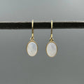 Gold Oval Mother of Pearl Dangle Earrings
