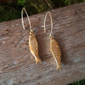 Gold Sardine Dangle Earrings