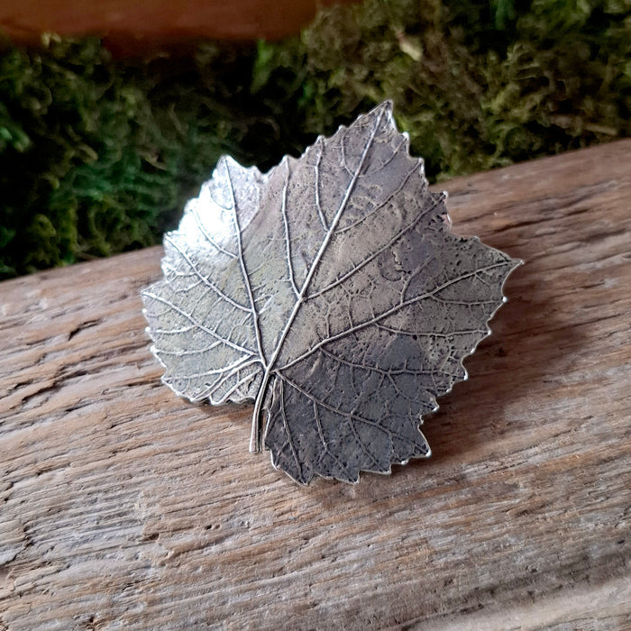 Grape Leaf Pewter Hair Barrette