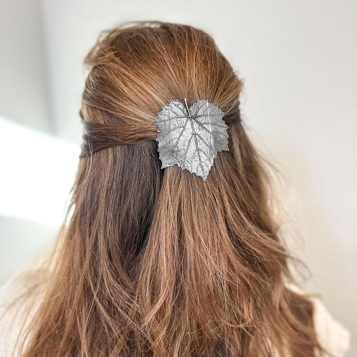 Grape Leaf Pewter Hair Barrette