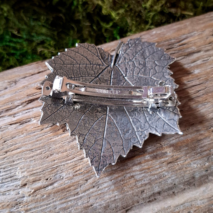 Grape Leaf Pewter Hair Barrette