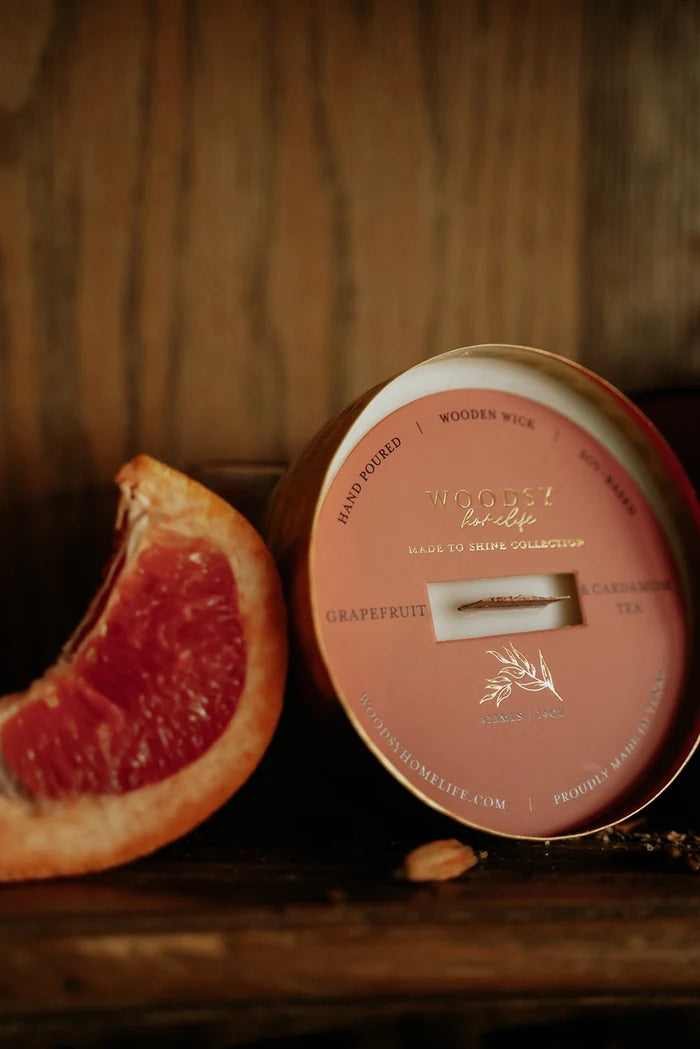 Grapefruit & Cardamom Tea Solid Brass 14oz Pure Soy Candle