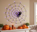 Halloween Spider Web LED String Lights with Remote, 70cm Web + 30cm Black Spider