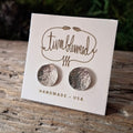 Hammered Silver Moon Stud Earrings