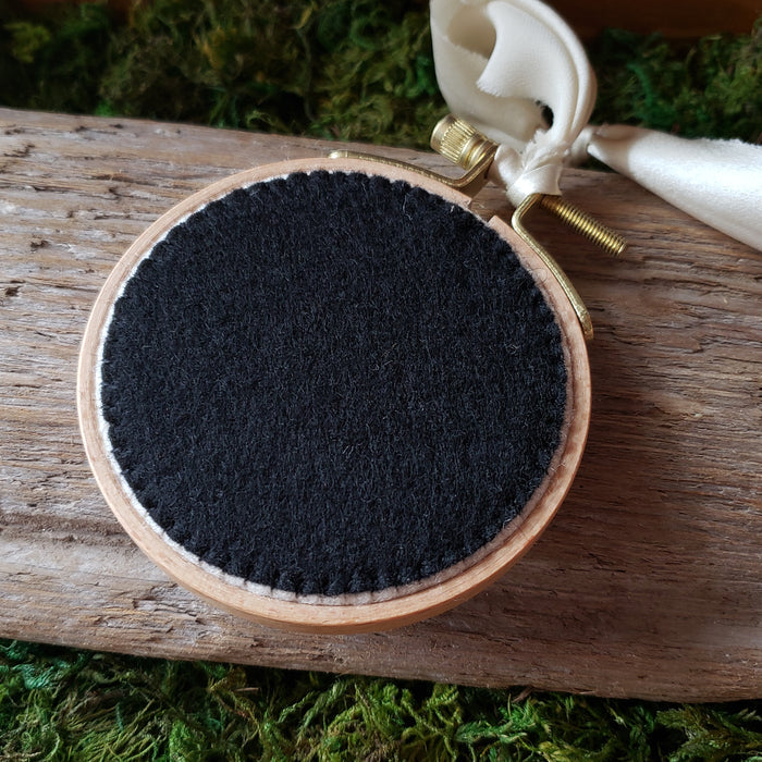 Hand-Embroidered Crow & Floral Hoop Ornament