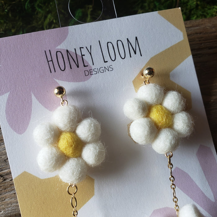 Hand Felted Chunky Bumble Bee Earrings