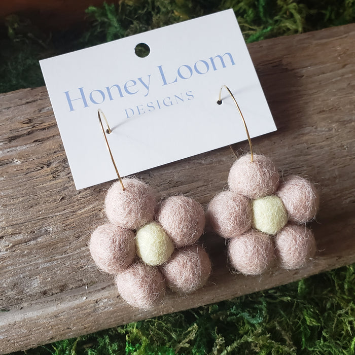 Hand Felted Chunky Flower Earrings