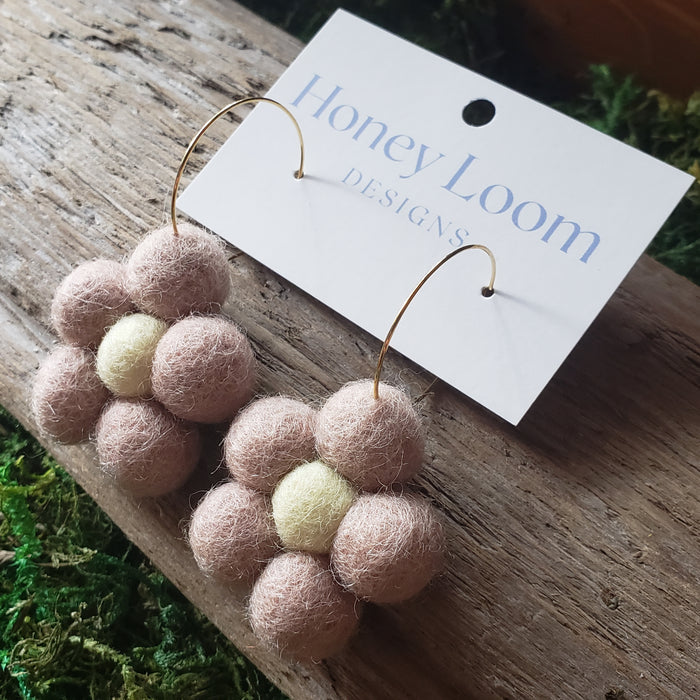 Hand Felted Chunky Flower Earrings