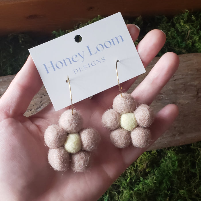 Hand Felted Chunky Flower Earrings