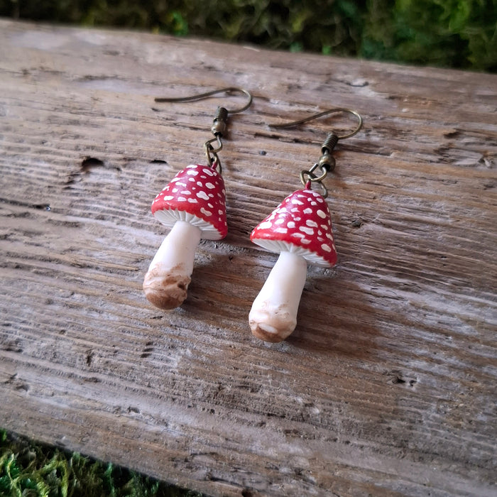 Handmade Amanita Mushroom Earrings