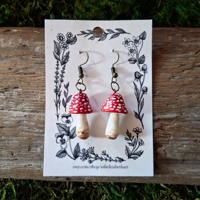 Handmade Amanita Mushroom Earrings