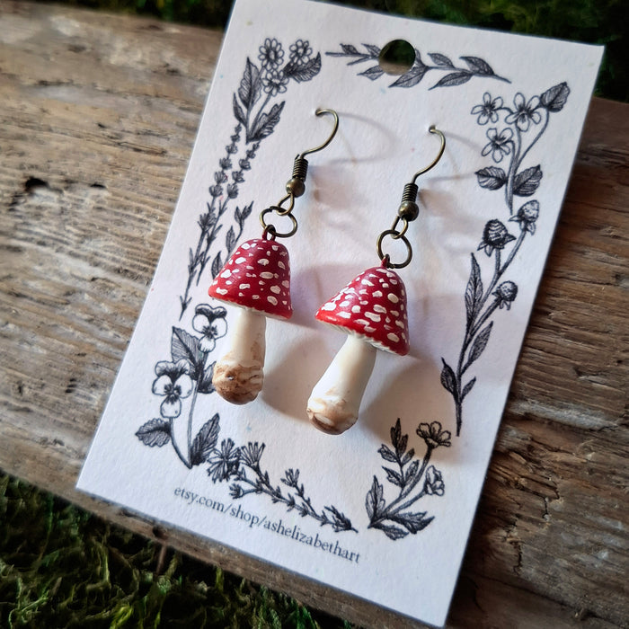 Handmade Amanita Mushroom Earrings