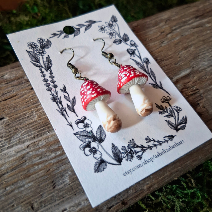 Handmade Amanita Mushroom Earrings