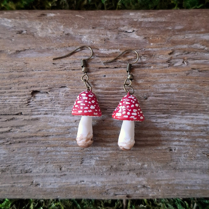 Handmade Amanita Mushroom Earrings